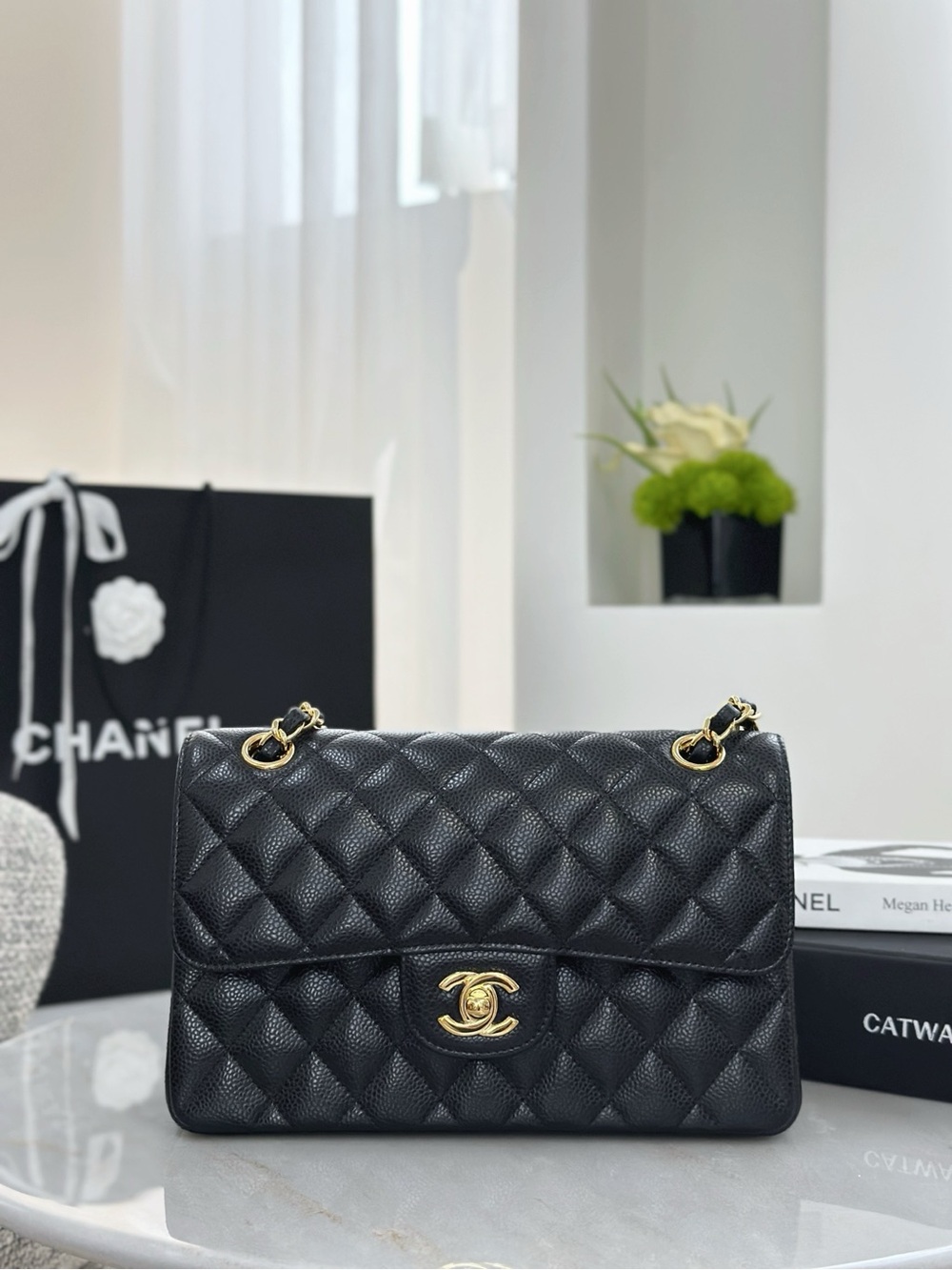 Chanel Classic Cavier Gold Leather Bag